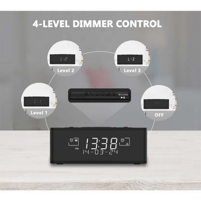 Alarm Clock with DAB & FM Radio 40 Preset Stations, Dimmable LCD Display, Dual Alarm with ON/OFF button, Snooze, Bluetooth iTOMA 525D