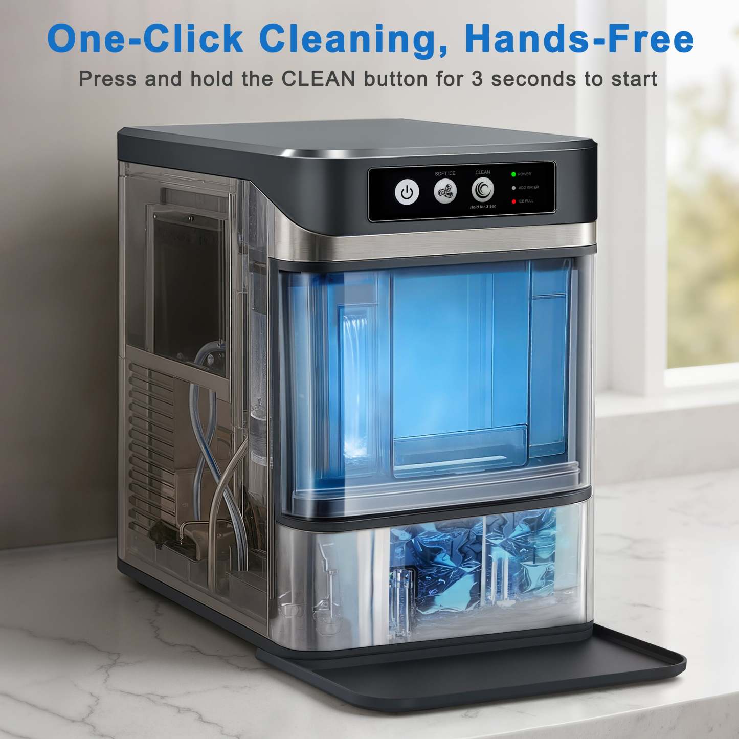 iTOMA Nugget lce Maker Machine,Chewable Pellet Ice Machine,Self-Cleaning,One-Click Operation,for Home/Kitchen/Office/ Bar Party Ice Cube Machine YH4025