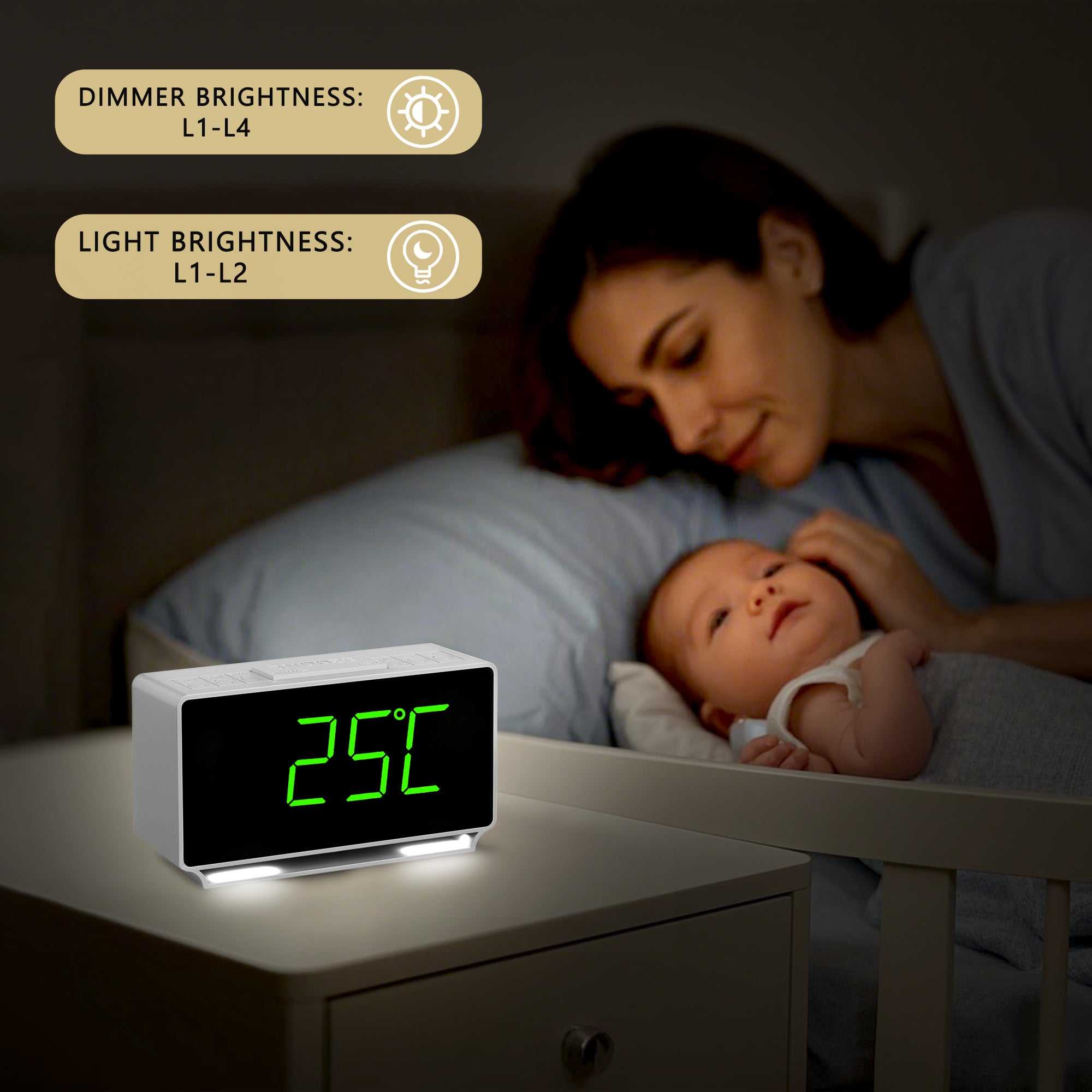Digital iTOMA 222 Alarm Clock, Dual Alarms with Temperature Display-ITOMA