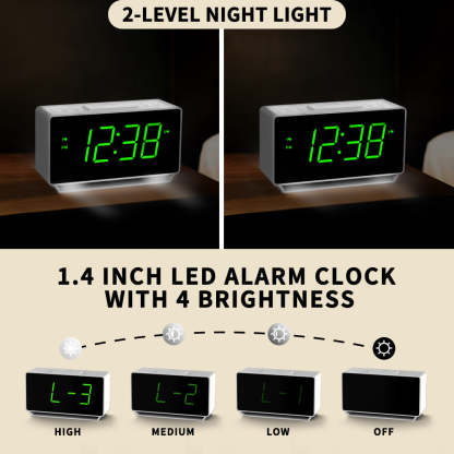 Digital iTOMA 222 Alarm Clock, Dual Alarms with Temperature Display, Snooze,12/24Hr, Night Light and Adjustable Volume, Dimmable, Battery Backup, Portable Small LED Clocks for Bedroom