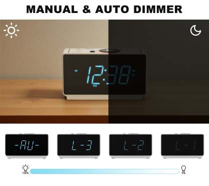 Digital Alarm Clock Radio with Bluetooth Speaker, FM Radio, Dual Alarm with Snooze, Large LED Display, Dimmer Control, Headphone,USB Charging Output and Night Light iTOMA 708