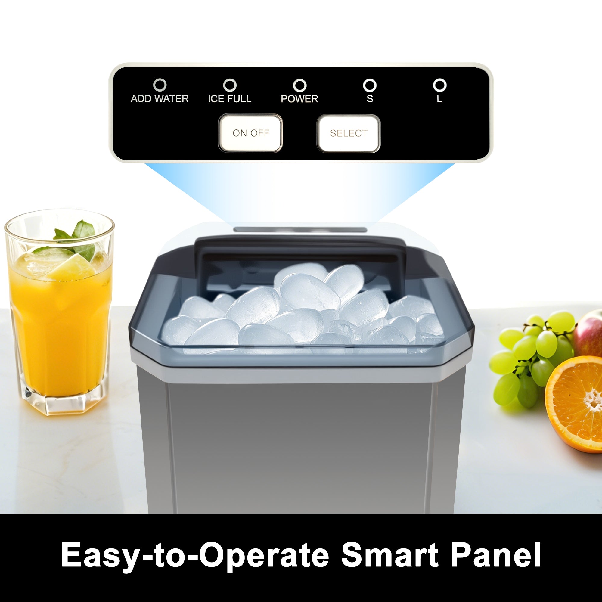 Fully-automated Ice Maker Machine - 12kg/24Hrs, Self-Cleaning, 2 Ice Sizes (S/L), Fast 6-Min Cycle, with Infrared Sensor for Home/Office/Commercial Use YH16M