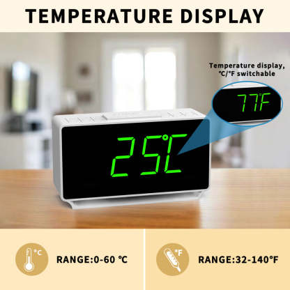 Digital iTOMA 222 Alarm Clock, Dual Alarms with Temperature Display, Snooze,12/24Hr, Night Light and Adjustable Volume, Dimmable, Battery Backup, Portable Small LED Clocks for Bedroom