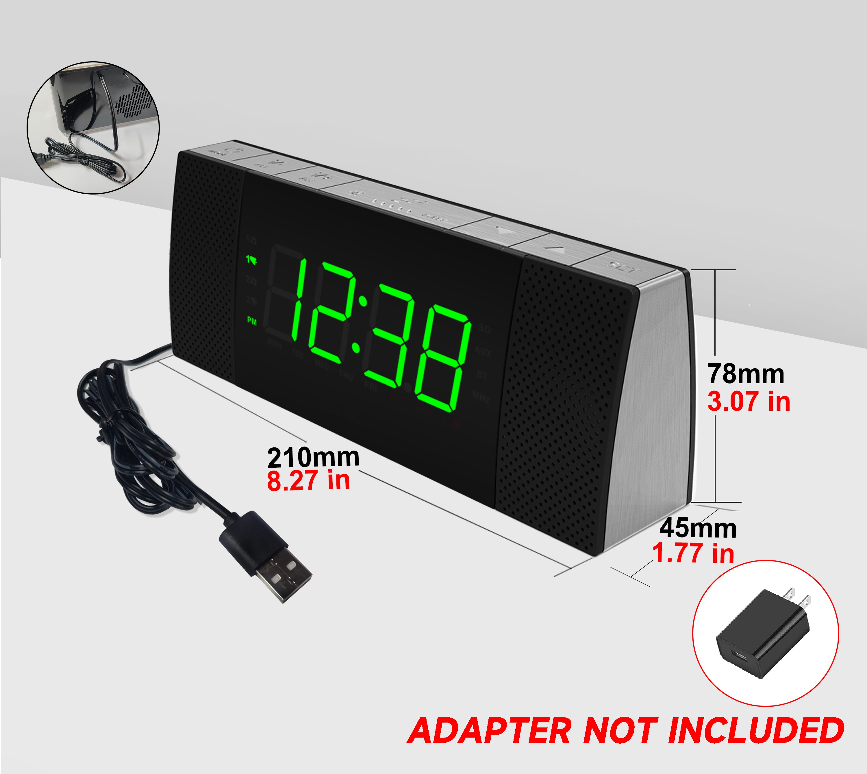 Digital Bedside Alarm Clock Radio with Bluetooth-ITOMA