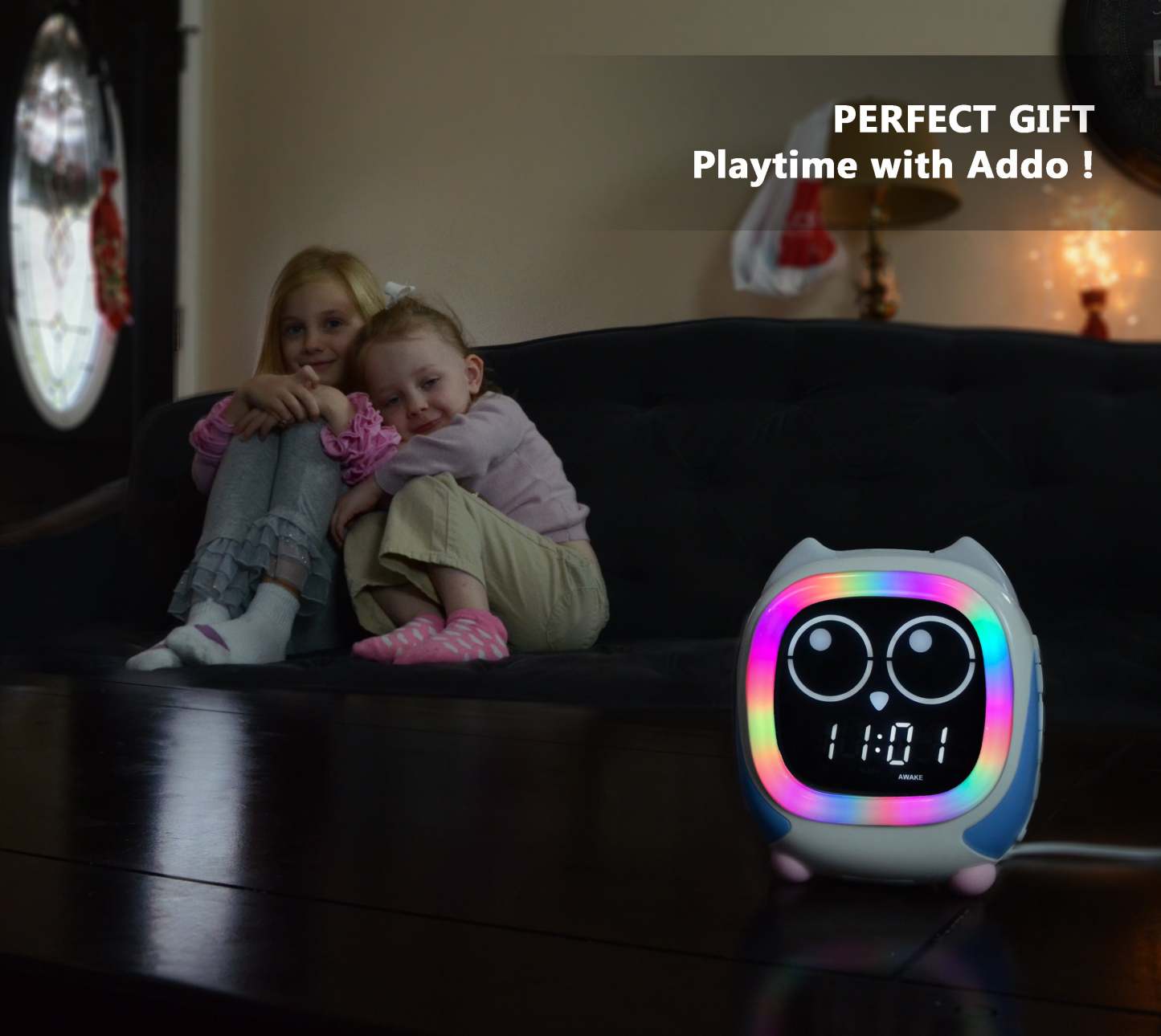 Kids Alarm Clock Addo,Sunrise/Sunset Simulation Bedside Lamp, Grow Children's Clock Trainer and Bluetooth Music Player,White Noise Sleep Sounds Wake Up Clock Owl iTOMA 912