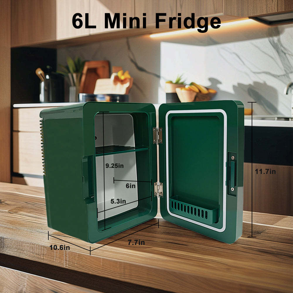 Mini Skincare Fridge with LED Mirror 6L K6104, 6Liter/6 Cans Cooler and Warmer for Makeup, Cosmetic, Beauty, Food, Medicine Portable Small Refrigerator 100% Freon-Free Eco Friendly for Bedroom, Nursery, Office, Camp and Car