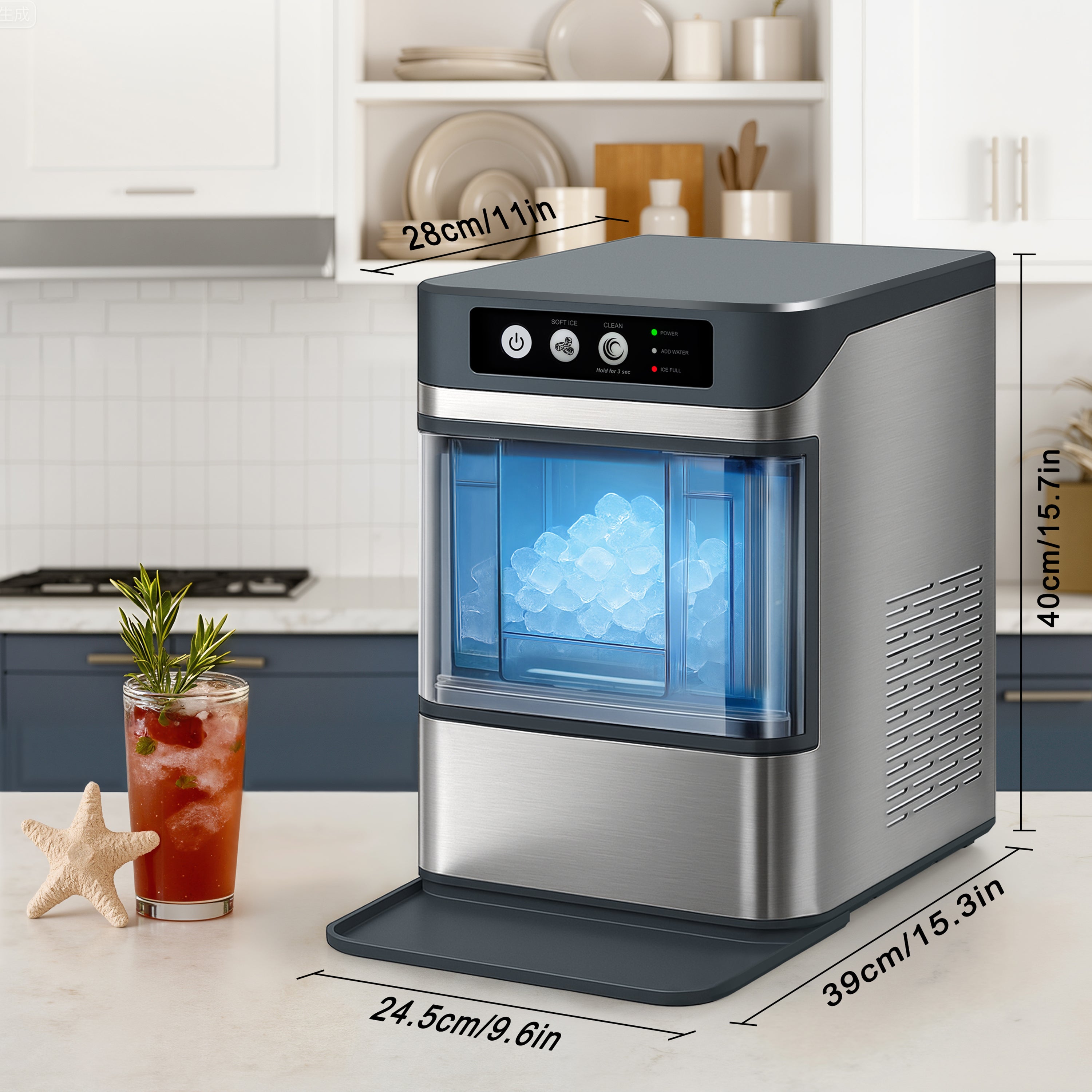 iTOMA Nugget lce Maker Machine,Chewable Pellet Ice Machine,Self-Cleaning,One-Click Operation,for Home/Kitchen/Office/ Bar Party Ice Cube Machine YH4025