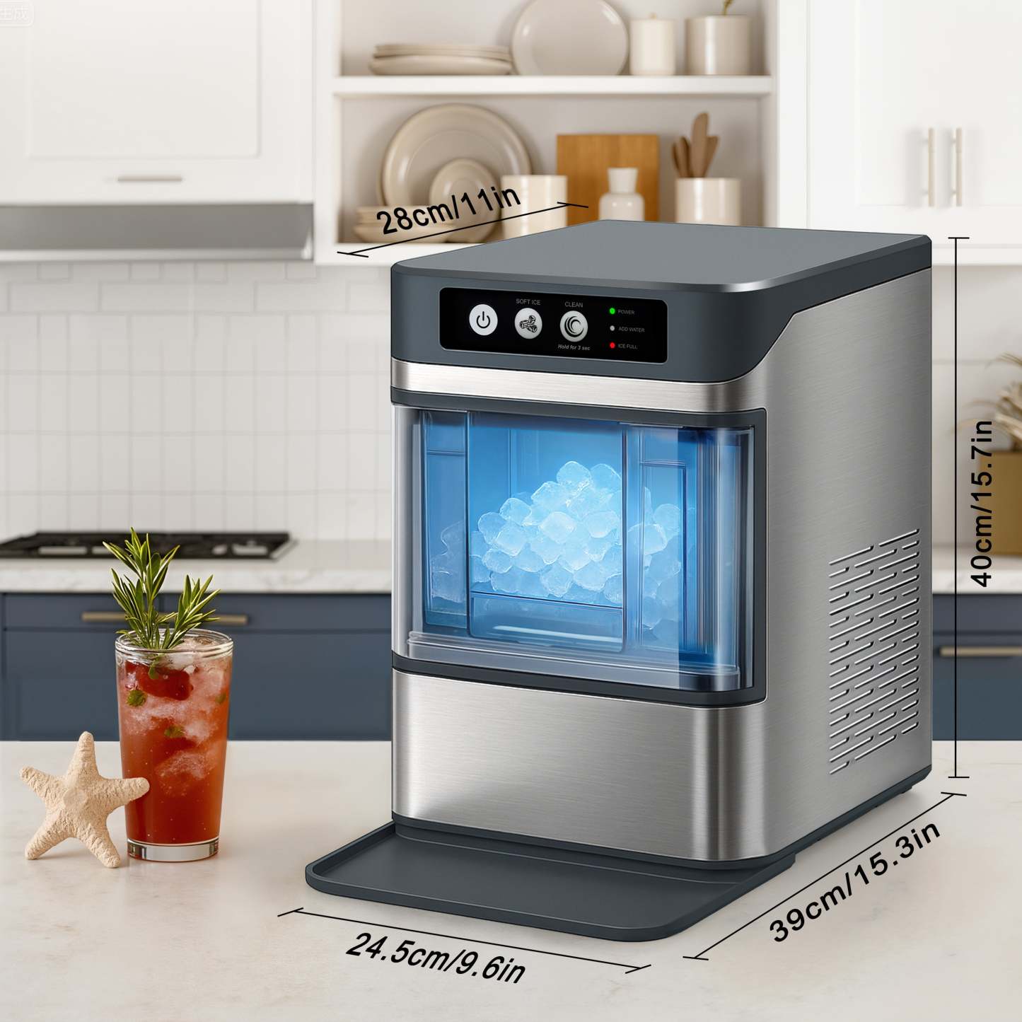 iTOMA Nugget lce Maker Machine,Chewable Pellet Ice Machine,Self-Cleaning,One-Click Operation,for Home/Kitchen/Office/ Bar Party Ice Cube Machine YH4025