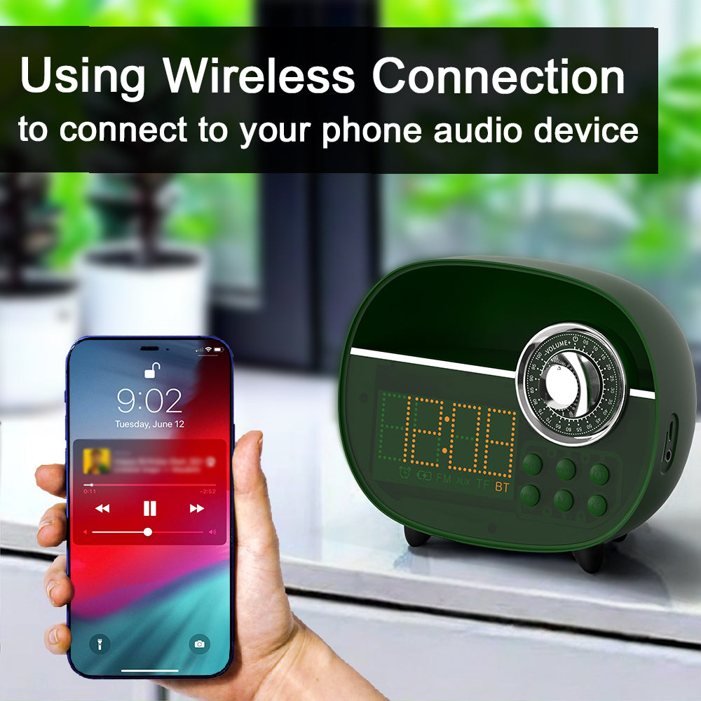 Digital Retro Alarm Clock with Bluetooth,Vintage FM Radio-ITOMA