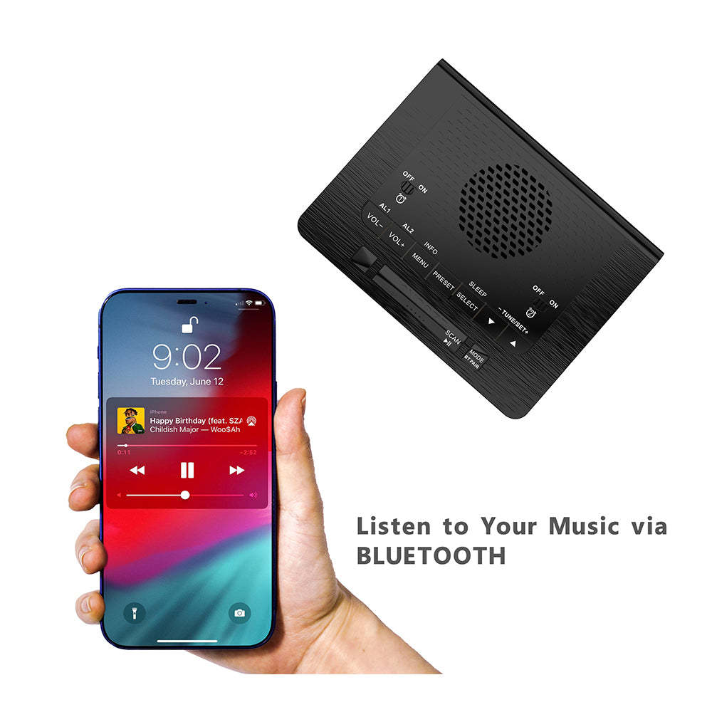 Alarm Clock with DAB & FM Radio 40 Preset Stations, Dimmable LCD Display, Dual Alarm with ON/OFF button, Snooze, Bluetooth iTOMA 525D