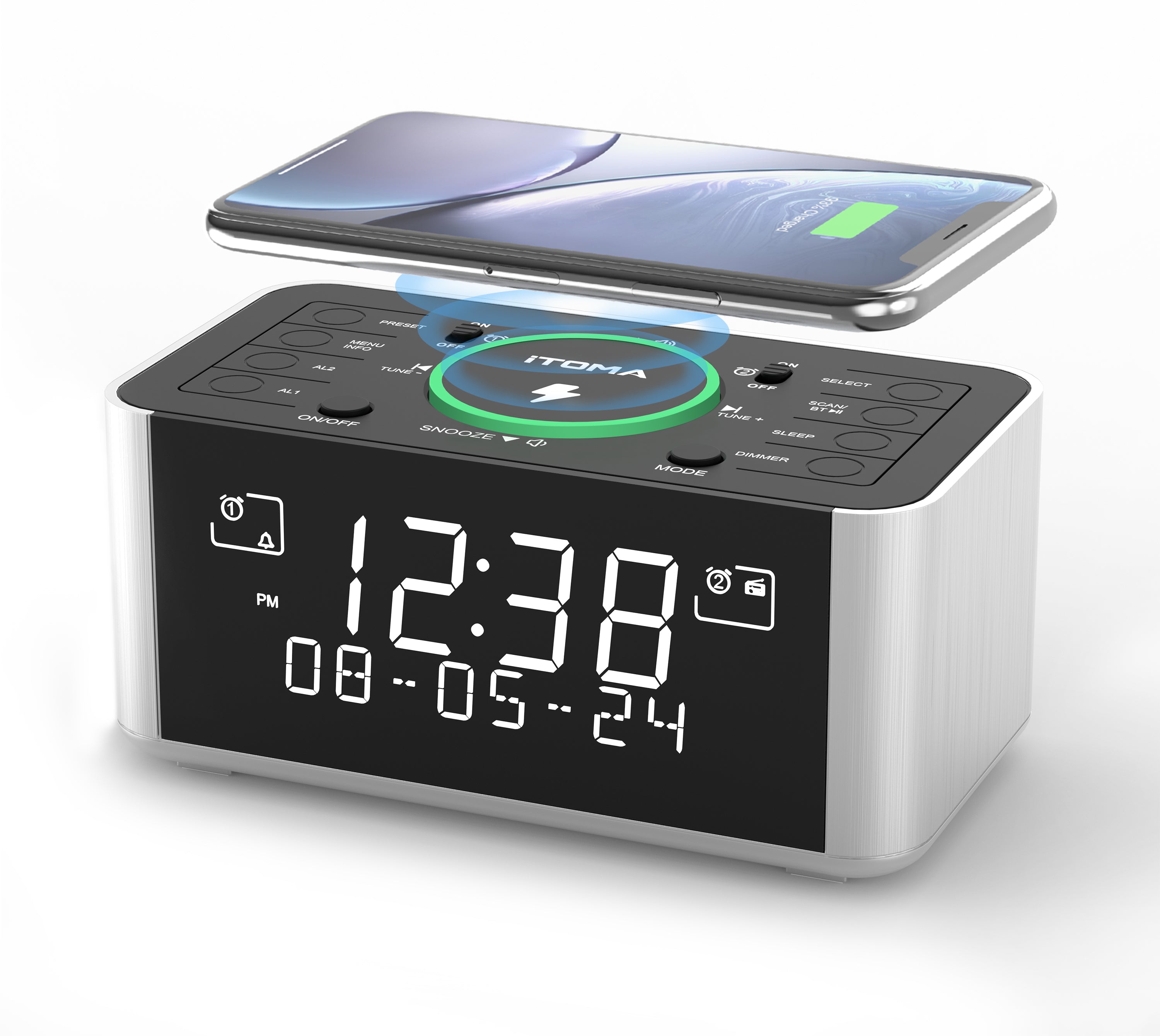 Alarm Clock with DAB & FM Radio Wireless Charging&Bluetooth-ITOMA