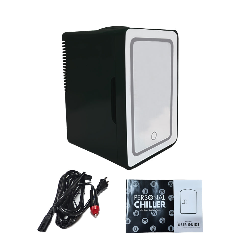 Mini Skincare Fridge with LED Mirror 6L K6100, 6Liter/6 Cans Cooler and Warmer for Makeup, Cosmetic, Beauty, Food, Medicine Portable Small Refrigerator 100% Freon-Free Eco Friendly for Bedroom, Nursery, Office, Camp and Car