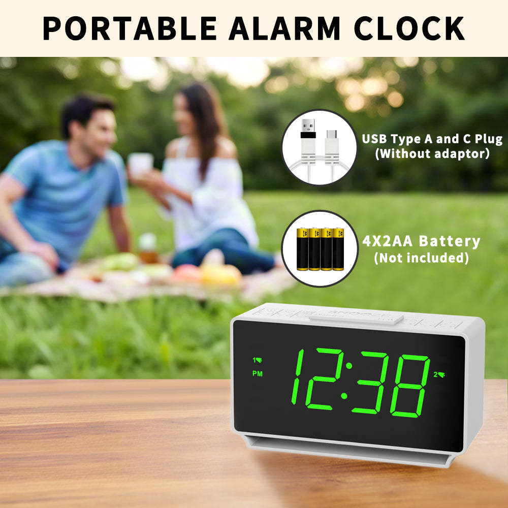 Digital iTOMA 222 Alarm Clock, Dual Alarms with Temperature Display, Snooze,12/24Hr, Night Light and Adjustable Volume, Dimmable, Battery Backup, Portable Small LED Clocks for Bedroom