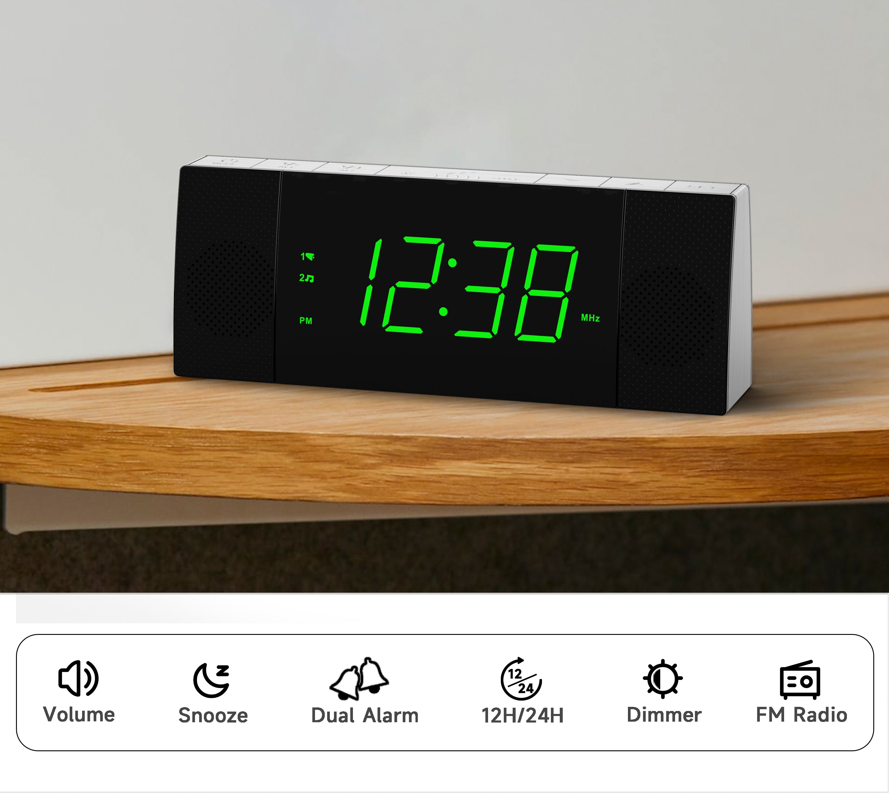 Digital Bedside Alarm Clock Radio with Bluetooth-ITOMA
