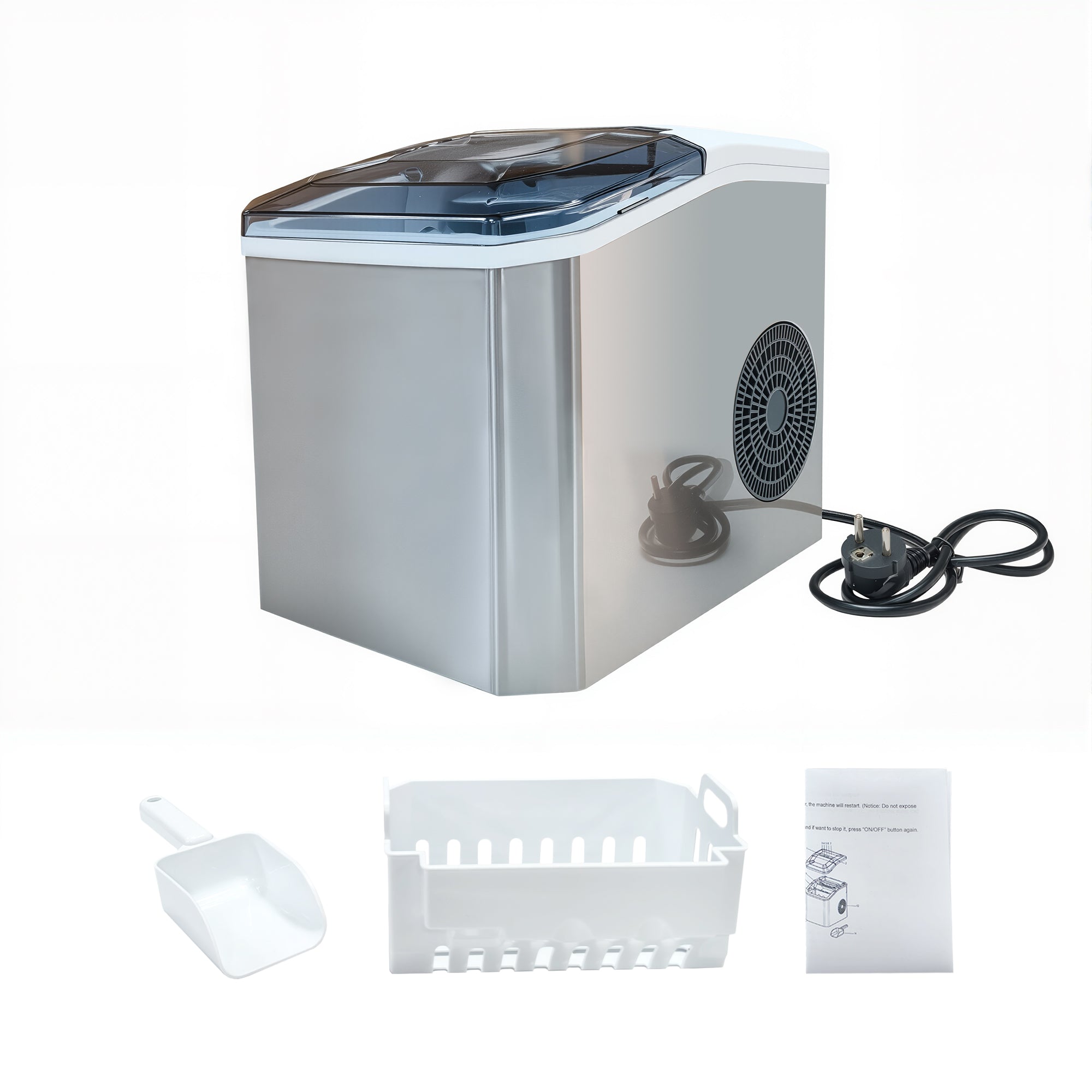 Fully-automated Ice Maker Machine - 12kg/24Hrs, Self-Cleaning, 2 Ice Sizes (S/L), Fast 6-Min Cycle, with Infrared Sensor for Home/Office/Commercial Use YH16M