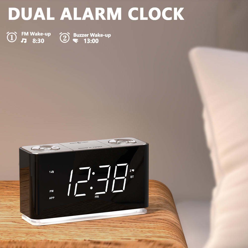 Creative Digital Clock Radio, Bluetooth Alarm Clock, Large LED Display Screen, FM Radio, Dual Alarm Clock, USB Charging Interface, Night Light, Automatic and Manual Dimming, Snooze, Sleep Timer,APP Control, iTOMA 507A