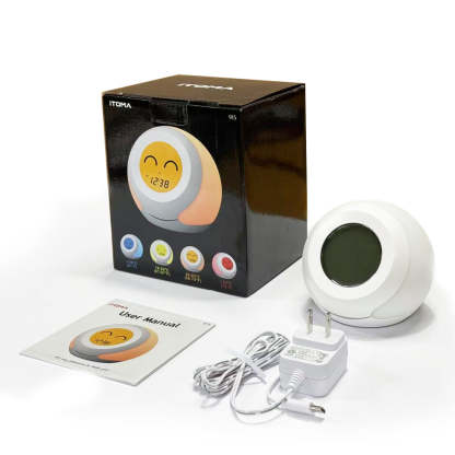 Kids Room Thermometer, Hygrometer and Cute Facial Expressions, Colorful Light Choose, 4 Level Dimmer, Indoor Temperature Monitor, LCD Screen Child Time Display Temperature and Humidity Gauge iTOMA 915