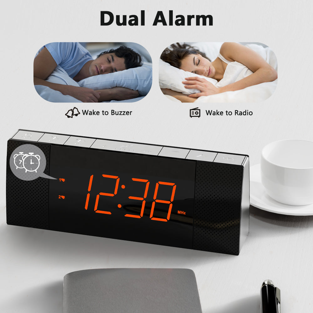 Creative Bedside Alarm Clock Radio and Bluetooth, FM Radio, Dual Alarm Clocks and Snooze, USB Charging, Automatic and Manual Dimming, APP Control, Alarm Clock Bedside iTOMA 503A