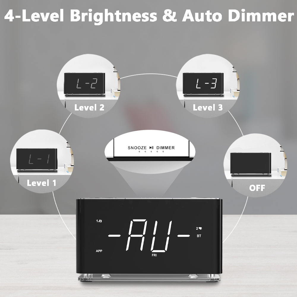 Creative Digital Clock Radio, Bluetooth Alarm Clock, Large LED Display Screen, FM Radio, Dual Alarm Clock, USB Charging Interface, Night Light, Automatic and Manual Dimming, Snooze, Sleep Timer,APP Control, iTOMA 507A
