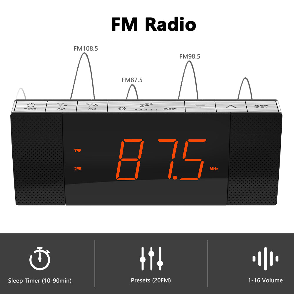 Bedside Alarm Clock Radio and Bluetooth, FM Radio-ITOMA