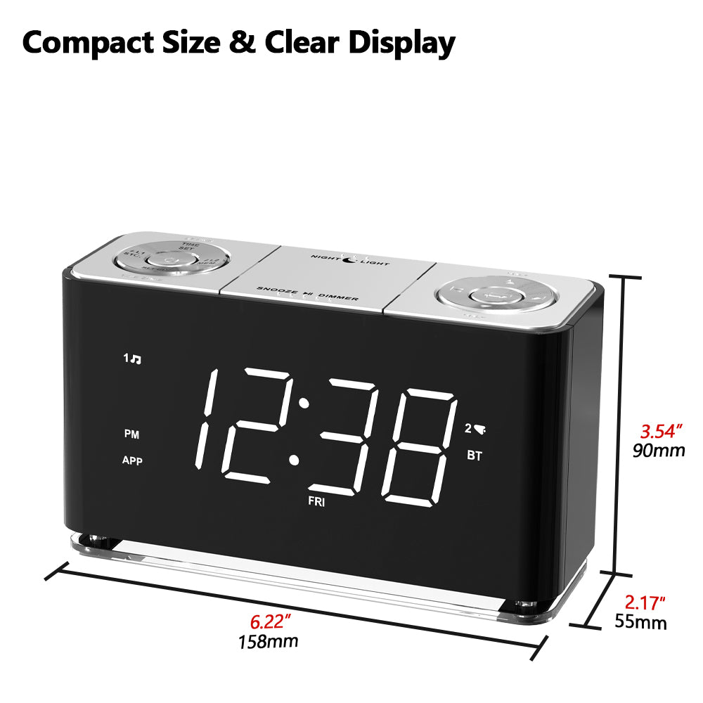 Creative Digital Clock Radio, Bluetooth Alarm Clock, Large LED Display Screen, FM Radio, Dual Alarm Clock, USB Charging Interface, Night Light, Automatic and Manual Dimming, Snooze, Sleep Timer,APP Control, iTOMA 507A