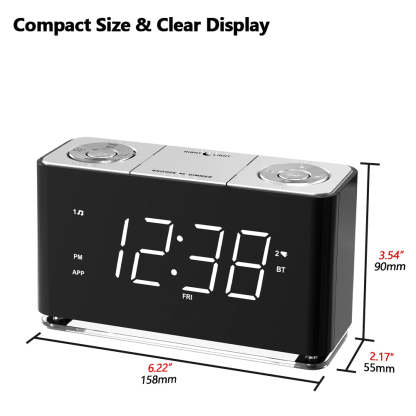 Creative Digital Clock Radio, Bluetooth Alarm Clock, Large LED Display Screen, FM Radio, Dual Alarm Clock, USB Charging Interface, Night Light, Automatic and Manual Dimming, Snooze, Sleep Timer,APP Control, iTOMA 507A