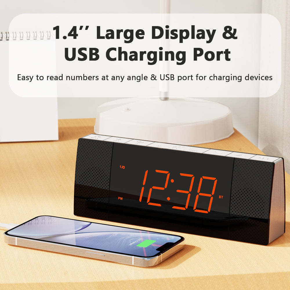 Creative Bedside Alarm Clock Radio and Bluetooth, FM Radio, Dual Alarm Clocks and Snooze, USB Charging, Automatic and Manual Dimming, APP Control, Alarm Clock Bedside iTOMA 503A