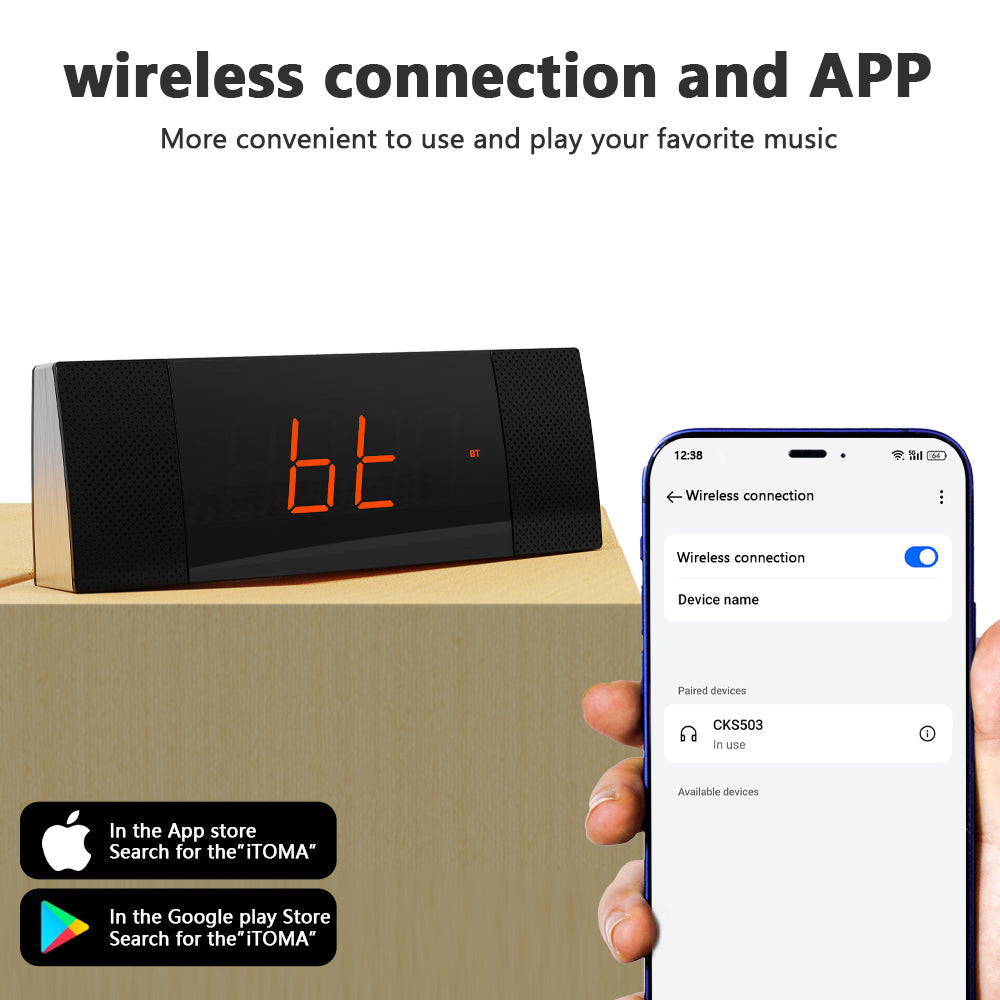 Bedside Alarm Clock Radio and Bluetooth, FM Radio-ITOMA