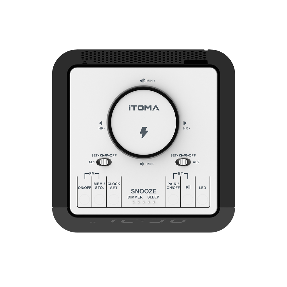 Bedside Wireless Charging Alarm Clock Radio with Bluetooth Speaker,FM Radio-ITOMA