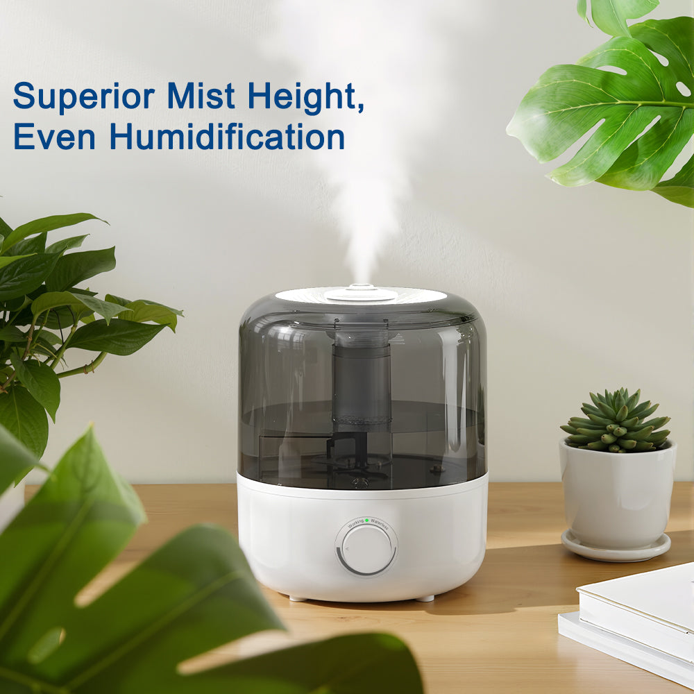 iTOMA 3L Large Top Fill Humidifiers for Bedroom, Mist Humidifier with 360° Dual Nozzles, Water Purification Filter, Adjustable Mist Levels, Ultra Quiet for Home Office Nursery