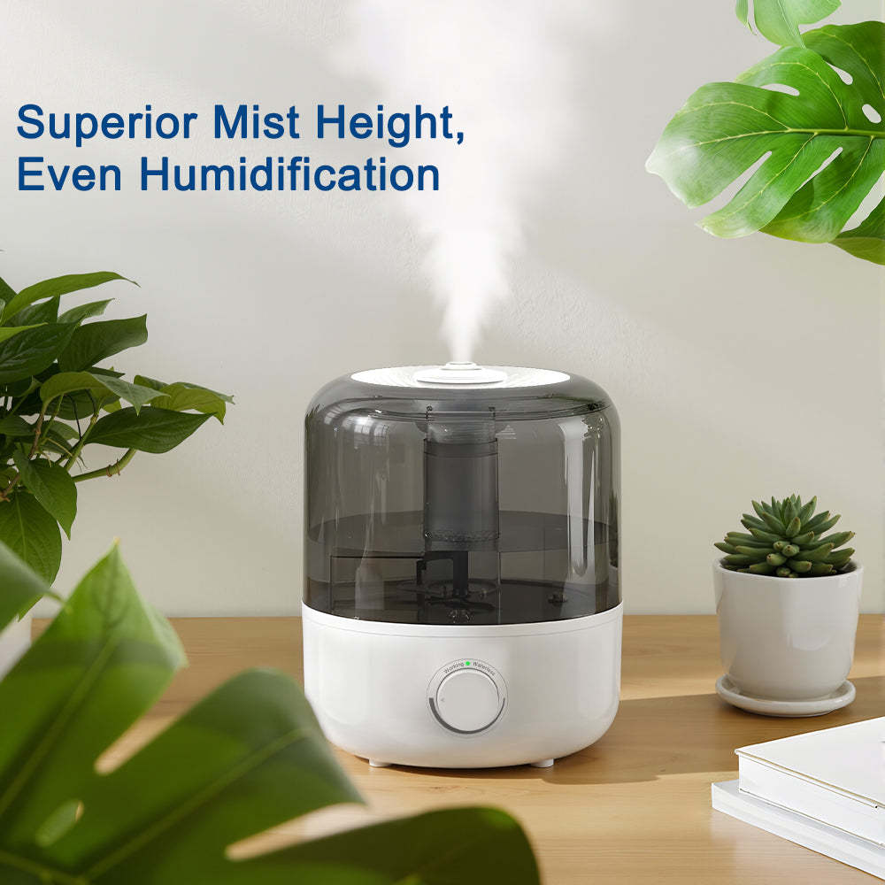 iTOMA 3L Large Top Fill Humidifiers for Bedroom, Mist Humidifier with 360° Dual Nozzles, Water Purification Filter, Adjustable Mist Levels, Ultra Quiet for Home Office Nursery