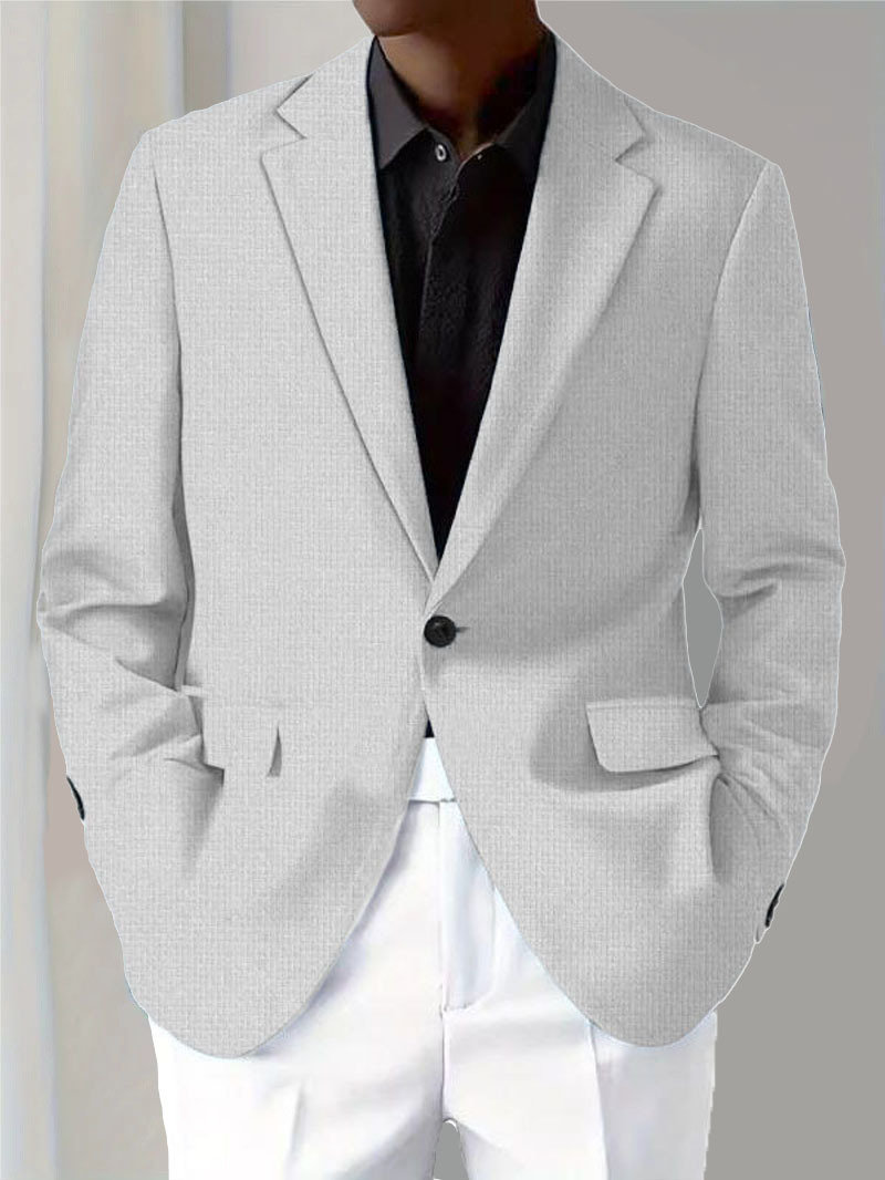 Men's Casual Solid Notch Lapel One Button Blazer
