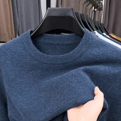 2025 Men's Fine Textile Cashmere Round Neck Long Sleeve Sweater