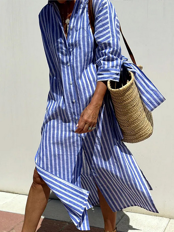 Classic Striped Summer Shirt Dress