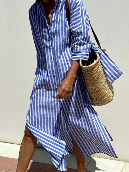 Classic Striped Summer Shirt Dress