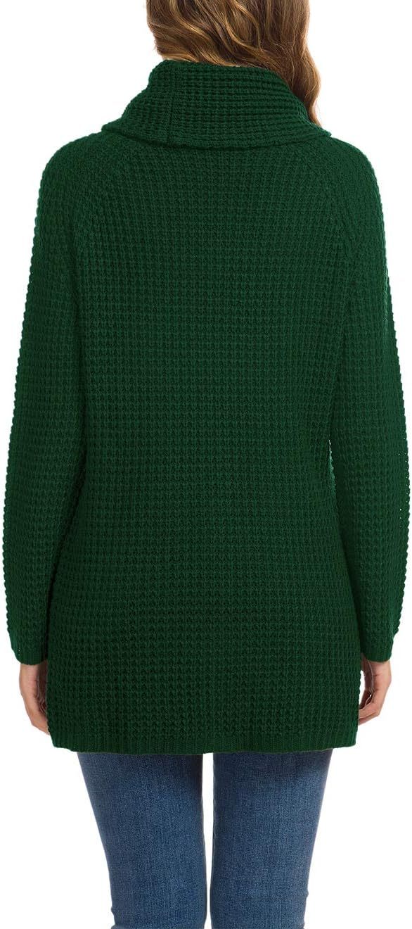 Women's Chunky Turtleneck Long Sleeve Asymmetric Hem Loose Knit Pullover Sweaters