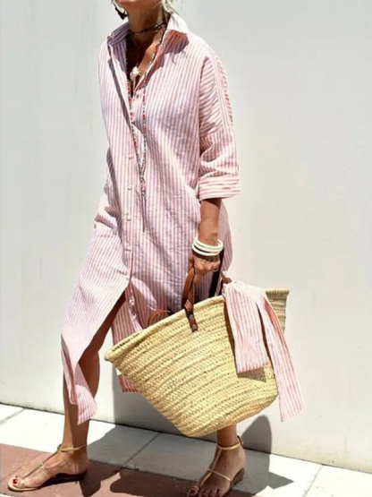 Classic Striped Summer Shirt Dress