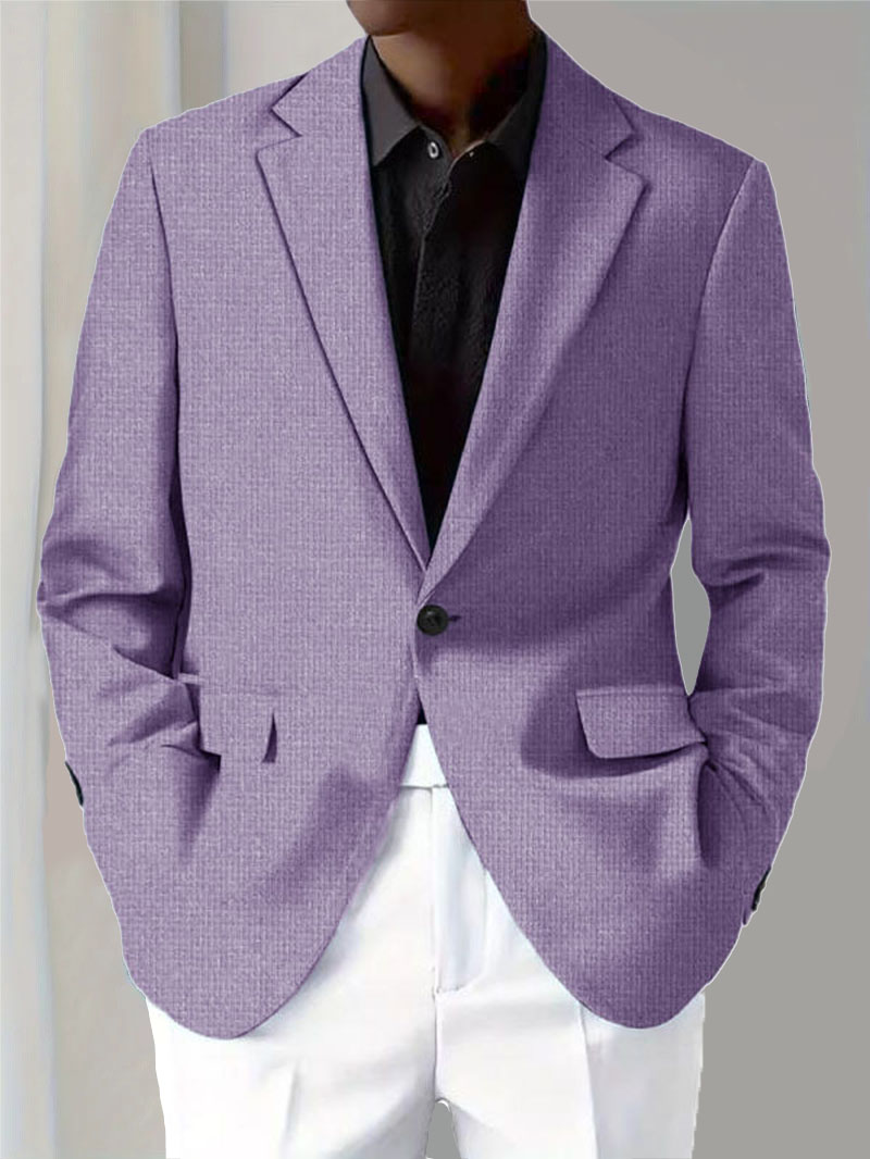 Men's Casual Solid Notch Lapel One Button Blazer