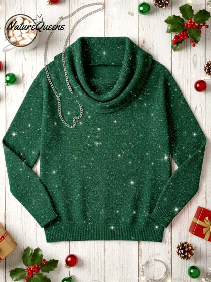 Women's Elegant Solid Color Loose Shiny Sweater