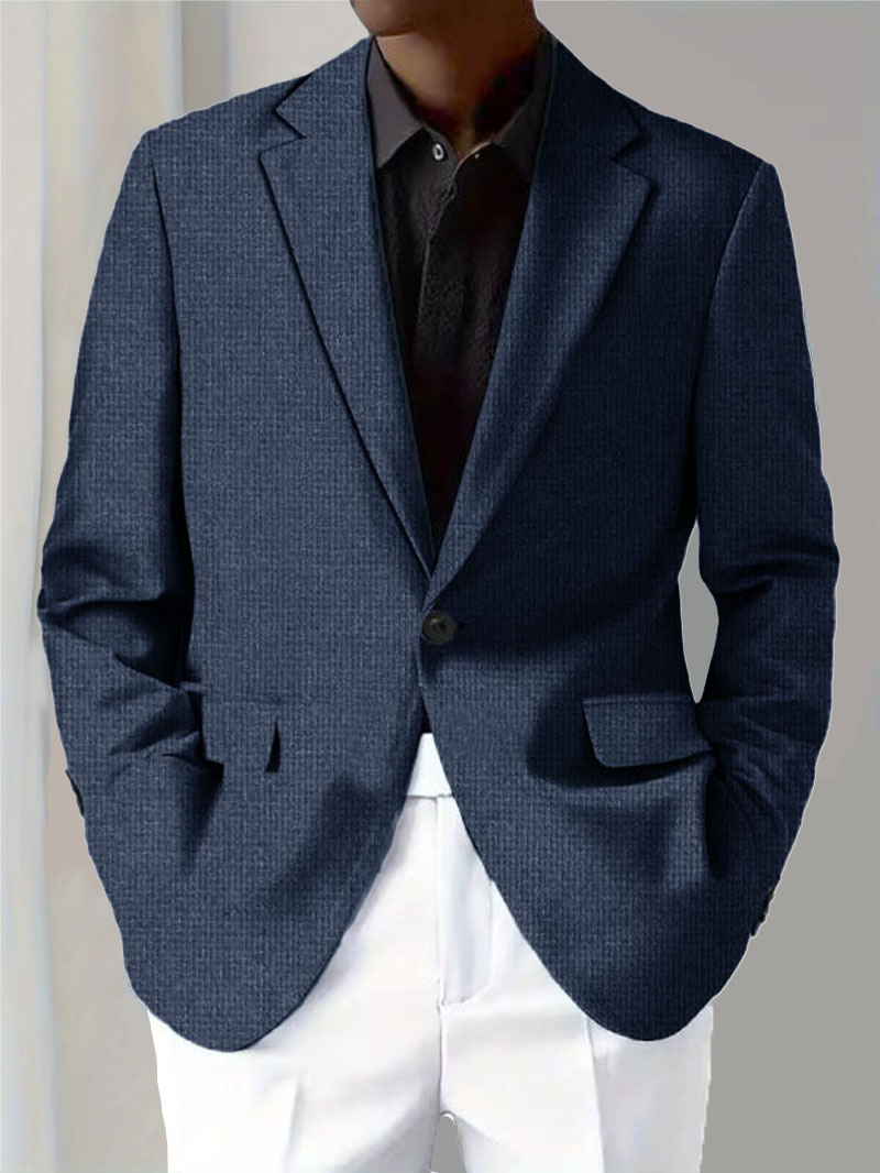 Men's Casual Solid Notch Lapel One Button Blazer