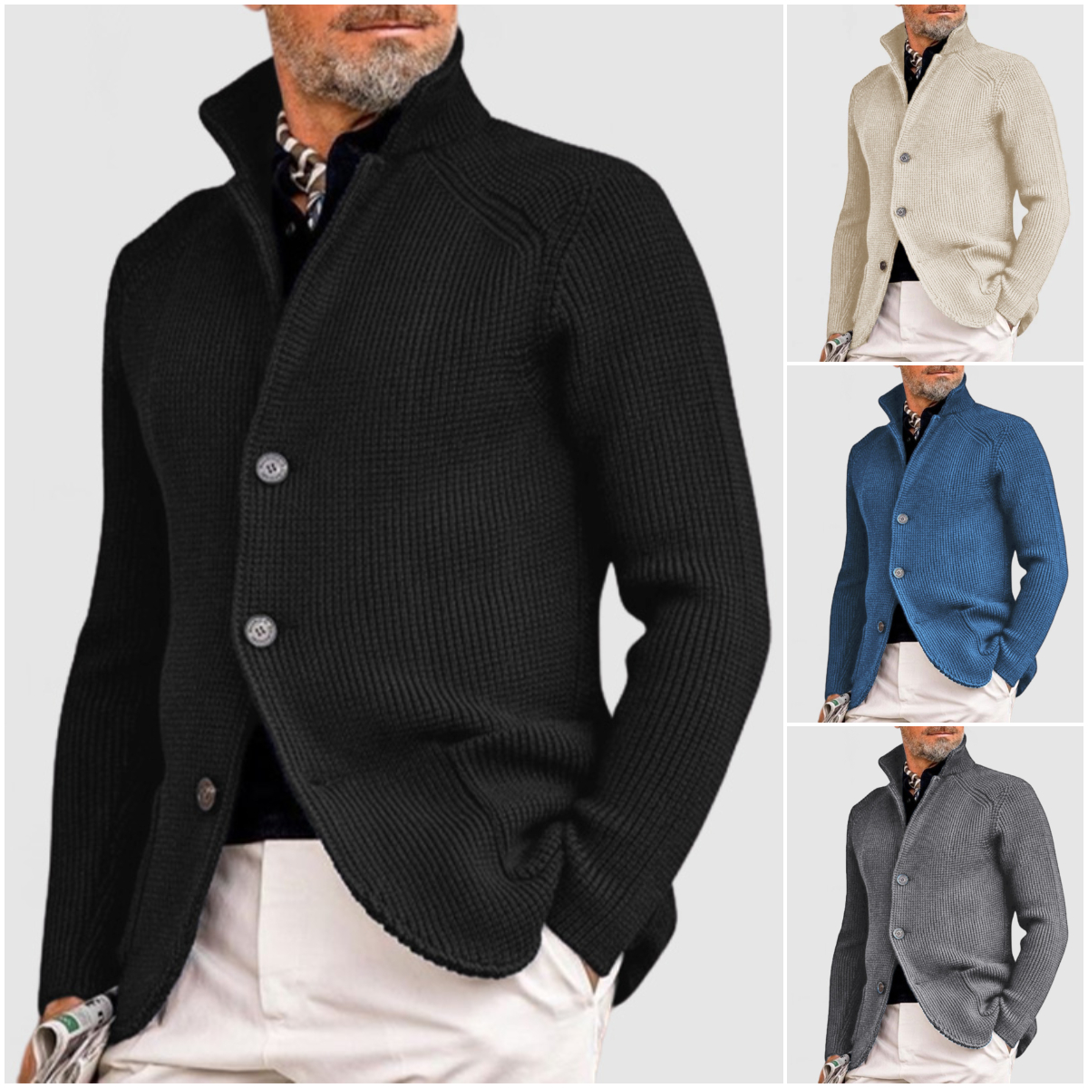 Men's Elegant Lapel Knitted Pocket Jacket( NEW )