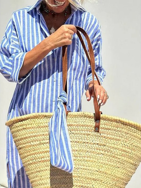 Classic Striped Summer Shirt Dress