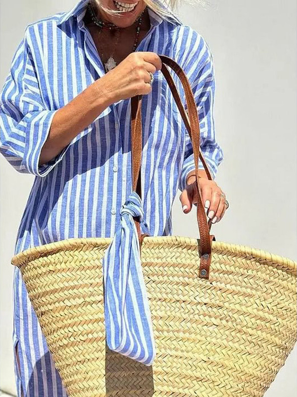 Classic Striped Summer Shirt Dress