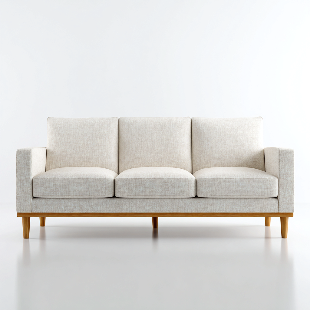 Canapé 3 places en tissu 205x90x83 cm - beige - style scandinave avec pieds en bois pour salon-Homelyio