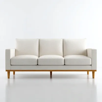 Canapé 3 places en tissu 205x90x83 cm - beige - style scandinave avec pieds en bois pour salon-Homelyio