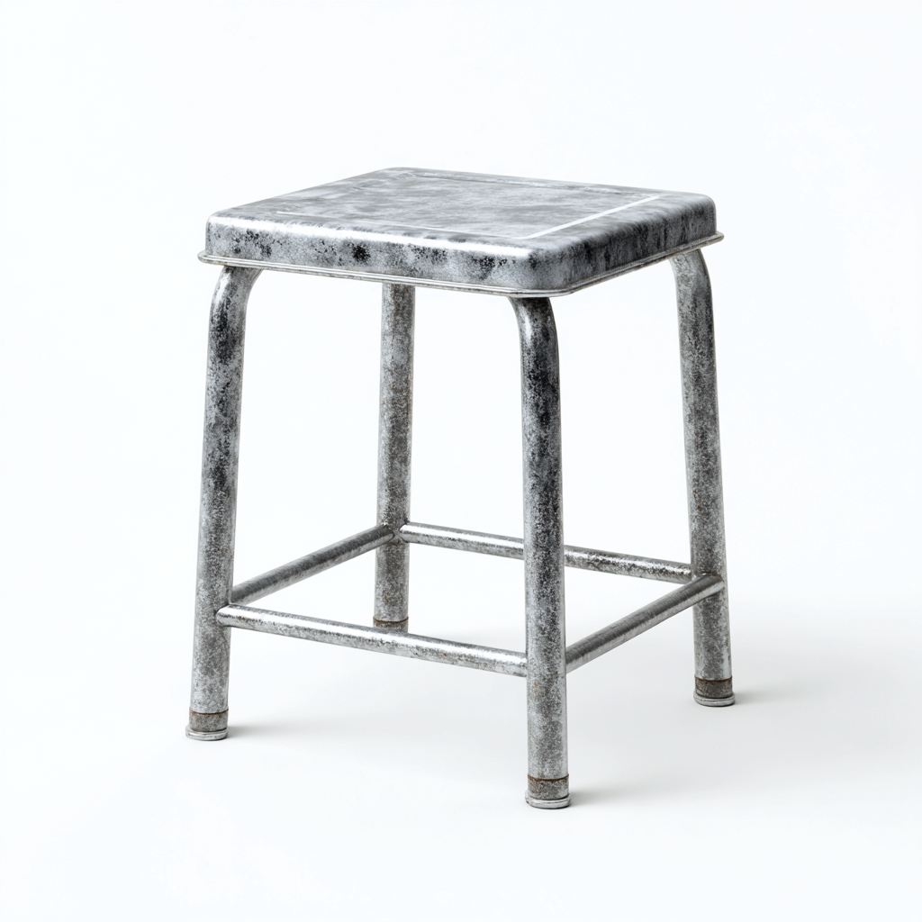 Tabouret en métal gris vieilli 35x35x45 cm - style industriel - pour salon-Homelyio