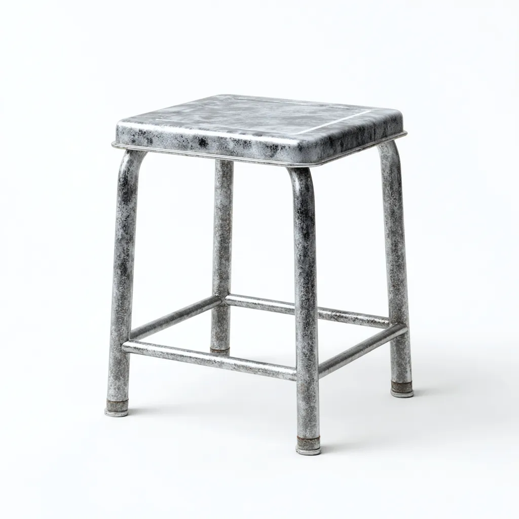 Tabouret en métal gris vieilli 35x35x45 cm - style industriel - pour salon-Homelyio