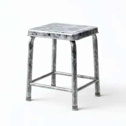 Tabouret en métal gris vieilli 35x35x45 cm - style industriel - pour salon-Homelyio