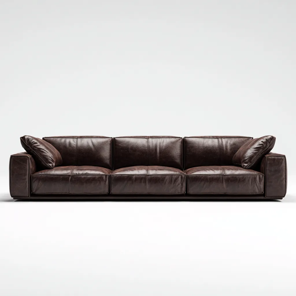 Canapé 3 places en cuir véritable 210x90x85 cm - brun foncé - pour salon - design contemporain luxueux-Homelyio