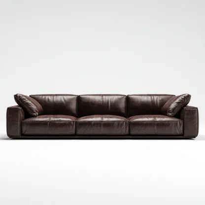 Canapé 3 places en cuir véritable 210x90x85 cm - brun foncé - pour salon - design contemporain luxueux-Homelyio